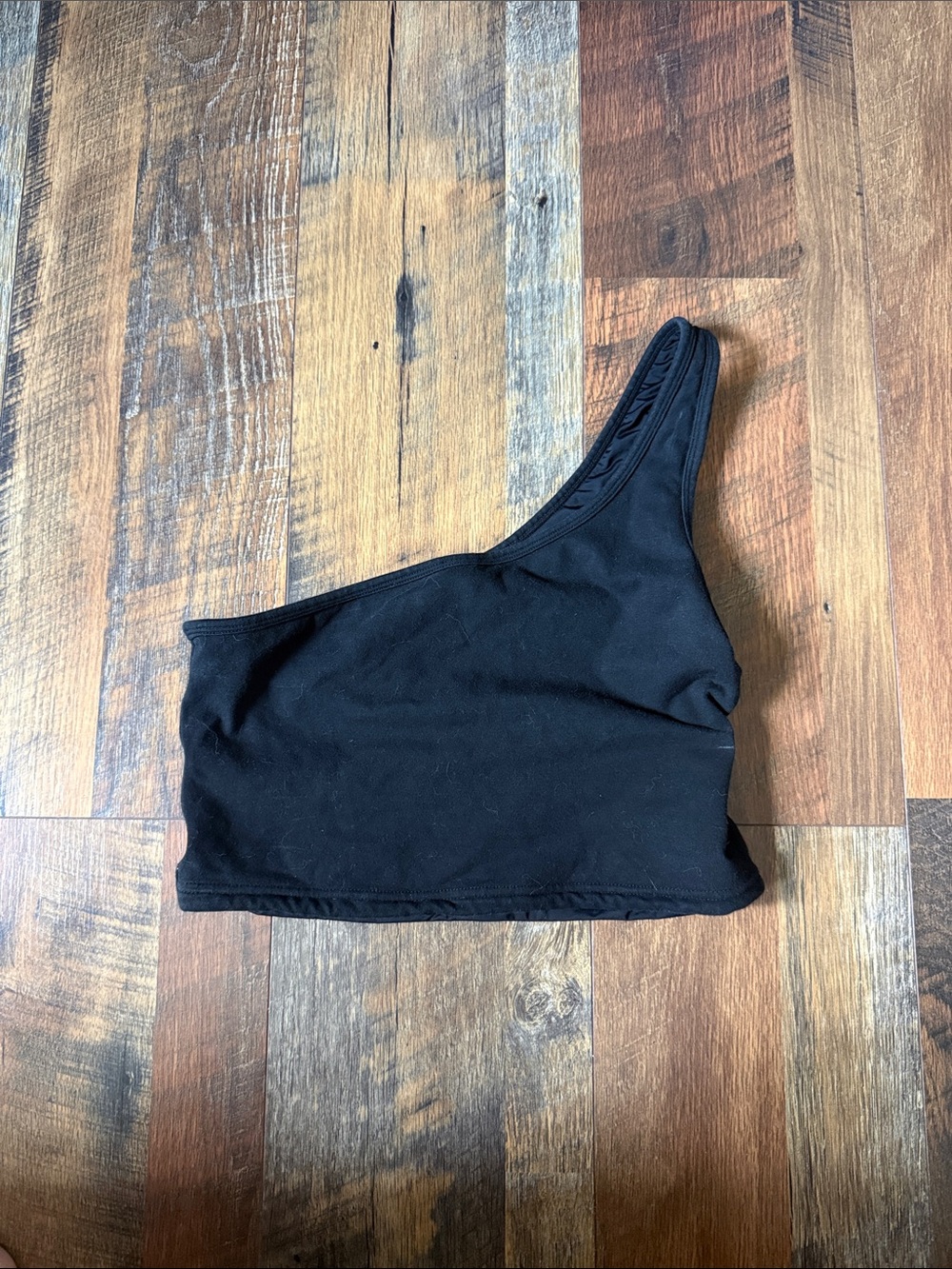 Klassy Network Black Asymmetric One-Shoulder Crop Top
